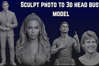 sculpt realistic 3d head model bust statue full body character for 3d printing