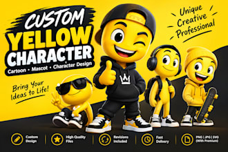 create a custom yellow cartoon character or mascot design