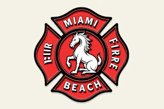 do make new style miami beach fire department vintage logo design