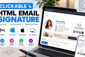 design a responsive clickable HTML email signature for gmail outlook apple mail