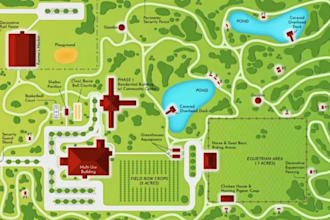 design custom 3d wayfinding map for events, exhibitions and campground map