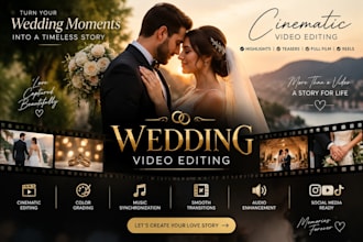 be your professional wedding video editor for cinematic wedding films