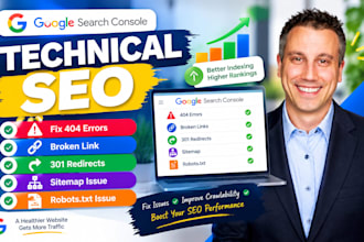 technical seo fix 404 errors broken link 301 redirects sitemap robots txt issue