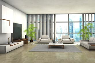design your cozy bedroom, kitchen, living room, bathroom design with rendering