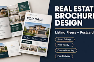 design a real estate brochure, listing flyer, property brochure, and postcard