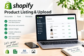 do shopify product listing, upload products and update inventory