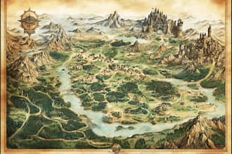 make fantasy map illustration for map