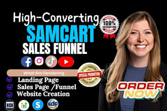 design a complete samcart landing page and course funnel