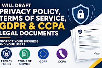 draft privacy policy, terms of service, nda, gdpr ccpa legal documents
