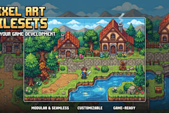 create a pixel art tileset for platformer or top down games