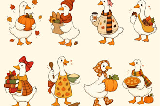 design cute animals, characters, chibi, stickers
