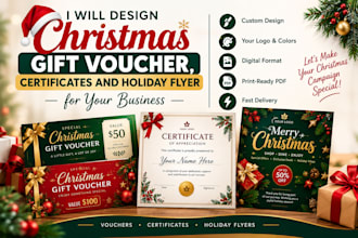 design christmas gift voucher, certificates and holiday flyer for your business