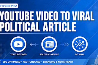 rewrite youtube video into viral political article blog and op ed