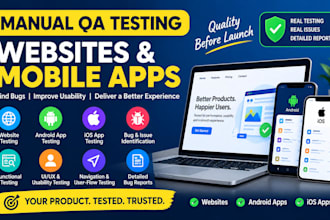 test websites android and IOS apps QA, manual, functionality, UX,UI testing