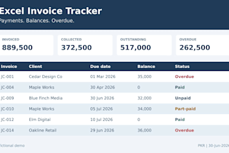 create an excel invoice tracker with payment and overdue status
