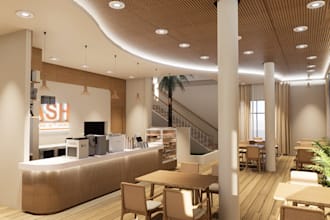 do 3d modeling and interior renderings of cafe, offices etc