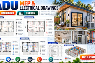 create adu mep and electrical drawings in california, oregon