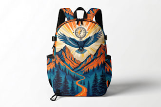 design a professional bag tech pack for handbag, backpack, purse