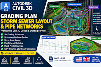 design autocad civil 3d grading plan storm sewer layout and pipe networks