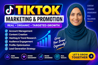 manage tiktok marketing and promotion for real organic follower growth