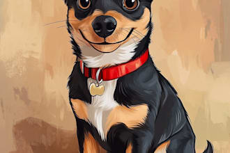 make disney pets portrait illustration in disney style