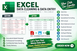 clean, format, merge, split excel data