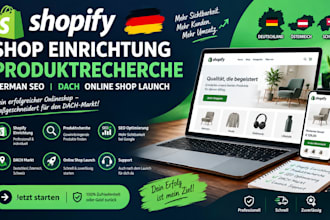 shopify shop einrichtung produktrecherche german seo dach onlineshop launch