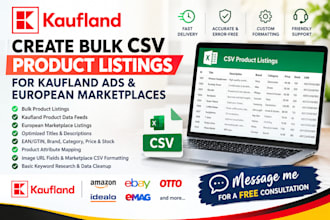 create bulk CSV product listings for kaufland ads and eu marketplaces