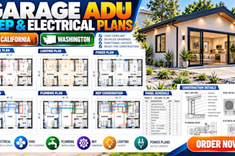draw garage adu mep and electrical plans in california, washington