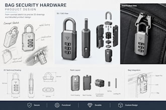 design custom bag security hardware and mechanical lock mechanisms