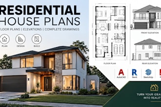 design professional residential house plans with architectural elevations