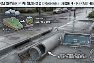design storm sewer pipe sizing and drainage plan for permit