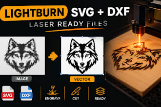 convert image to lightburn svg dxf, laser engraving and laser cutting ready file
