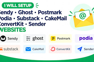 setup sendy ghost postmark podia substack cakemail convertkit sender websites