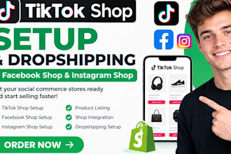 setup tiktok shop facebook shop and instagram shop for dropshipping store
