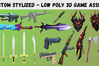 create stylized game ready 3d weapons and props game asset pack weapon modeling