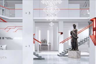 create 3d cgi showroom, 3d art gallery with 3d rendering