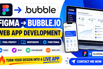 convert figma to bubbleio web app with responsive design