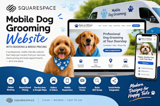 build a squarespace mobile dog grooming website with booking and breed pricing