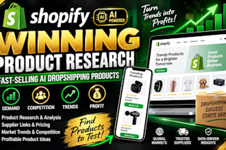 make deep research on fast selling shopify ai dropshipping products listing
