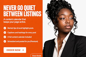 create a monthly real estate content calendar and  posts