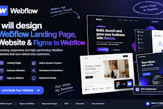 design webflow landing page, website, figma to webflow, webflow designer