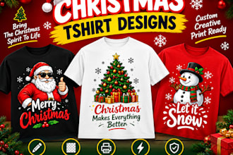create unique christmas tshirt designs for you