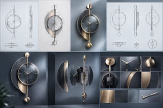 create custom wall clock product designs, cad models and tech packs