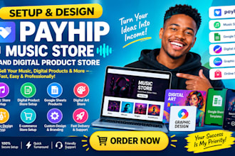 setup payhip music store google sheets product digital art graphic design shop