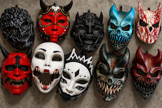 3d print, paint cosplay mask, helmet armors and wearable accessories