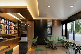 design restaurant, cafe , bar interior with 3d visualization and rendering