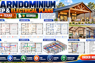 create barndominium mep and electrical plans in texas, georgia