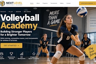 design wix volleyball academy website sports club youth sports tournament websit