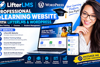 lifterlms wordpress elearning website, online training, courses, student portal